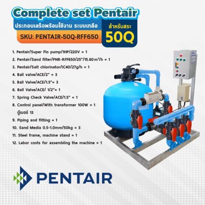 Complete set Pentair  ประกอบเสร็จพร้อมใช้งาน ระบบเกลือ สำหรับสระไม่เกิน 50Q รับประกัน 1 ปี