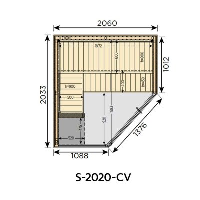 S-2020-CV  Variant View Corner Large “HARVIA” Sauna Room