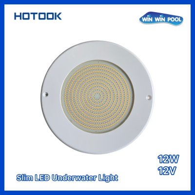 โคมไฟ Slim LED 12W ,AC/DC12V ฺWarm White(3000) Plastic Nicheless Slim LED Pool Light Series