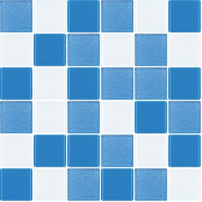 โมเสกแก้ว Bangsean Blue (บางแสน บลู) ขนาดเม็ด 48x48x4mm แผ่นละ 36 เม็ด บรรจุ 11 แผ่น/กล่อง