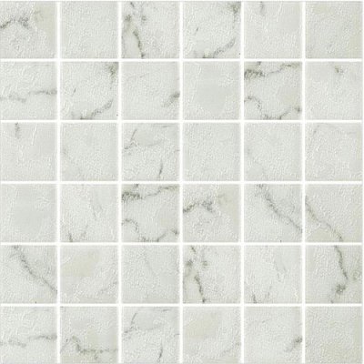 โมเสกแก้ว Koh Wai White (เกาะหวาย ไวท์) ขนาดเม็ด 48x48x4mm แผ่นละ 36 เม็ด บรรจุ 11 แผ่น/กล่อง