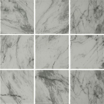 โมเสกแก้ว CYPRUS GREY (ไซปรัส เกรย์) ขนาดเม็ด 98x98x4mm แผ่นละ 9 เม็ด บรรจุ 11 แผ่น/กล่อง