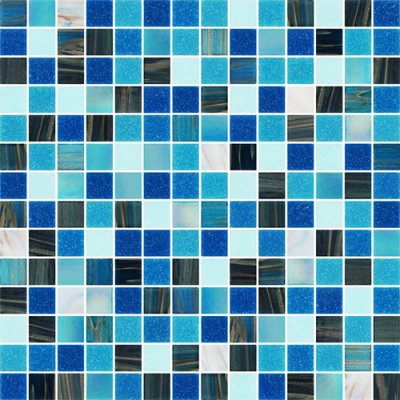 โมเสกแก้ว Koh Lanta Dark Blue (เกาะลันตา ดาร์ค บลู) ขนาดเม็ด 20x20x4m /ราคาต่อกล่อง