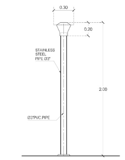 PSW-06  Water Umbrella, Fiberglass,  Height 2,50 m.x Water Veil 2.20-2.80 m,