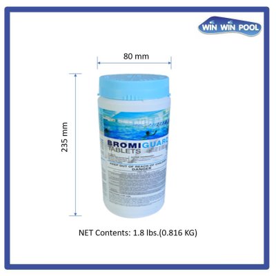 โบรมีน  BROMI GUARD /Bromine  0.82 kg. พร้อมทุ่นจ่ายโบมีน สำหรับสระในร่ม กลิ่นฉุนน้อยกว่าคลอรีน