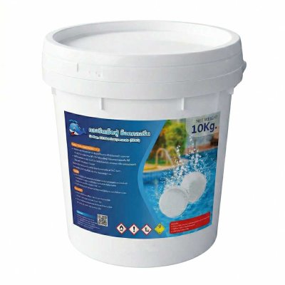 คลอรีนเม็ดฟู่ ช็อคคลอรีน Sodium Dichloroisocyanurate (SDIC) ช็อคคลอรีน /Shock Chlorine ขนาด 10 KG.