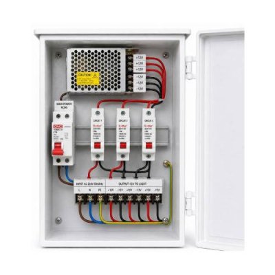 WIN WIN POOL Pool Light Control Box DC 12V 15A Model CP-WPL-1215-3C for 12V LED Underwater Pool Lights, 3 Circuits