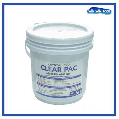 Crystal Pro Clear PAC  เคมีเร่งตกตะกอน ปรับน้ำใส ชนิดผง สีขาว สำหรับสระว่ายน้ำ ขนาดบรรจุ: 5 กิโลกรัม
