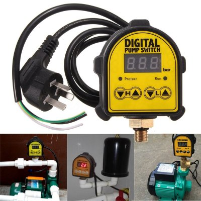 Digital Pressure Switch 0-10Bar ON/OFF Pump เพรชเชอร์สวิทช์ 220V สำหรับแจ้งเตือนถังกรองอุดตัน สำหรับปั้มน้ำบ้านอัตโนมัติ Control Automatic Back wash sand filter
