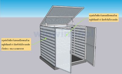 ห้องเครื่องสำเร็จรูป ขนาด 1.5x2x2m ผนังปรุโพลี่คาร์บอนเนต แข็งแรงทนทานกันน้ำ