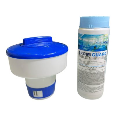 โบรมีน  BROMI GUARD /Bromine  0.82 kg. พร้อมทุ่นจ่ายโบมีน แบบลอยน้ำ 3" สำหรับสระในร่ม กลิ่นฉุนน้อยกว่าคลอรีน