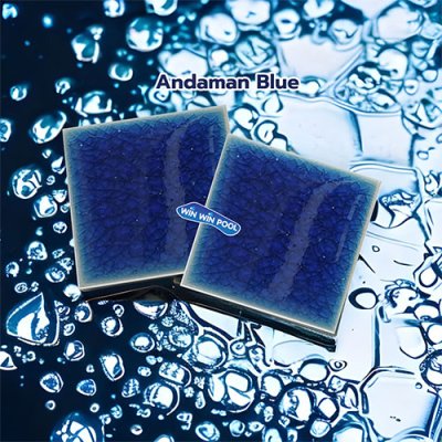 กระเบื้องดินเผา สี Andaman Blue ขนาด 4"x4" 1 ตารางเมตร/90แผ่น/กล่อง Grade A