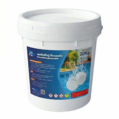 คลอรีนเม็ดฟู่ ช็อคคลอรีน Sodium Dichloroisocyanurate (SDIC) ช็อคคลอรีน /Shock Chlorine ขนาด 20 KG.