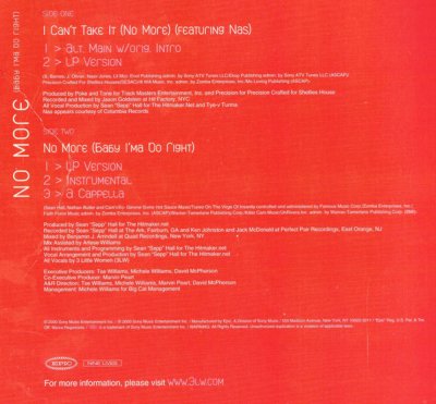 3LW – I Can't Take It (No More) / No More (Baby I'ma Do Right)