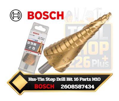 ดอกสว่านขั้นบันไดชุบสีทอง 16ขั้น  Bosch 2608587434 Hss-Tin(Titanium)  Step Drill Bit 16 Parts M10 (6-40mm./5mm.)