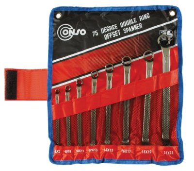 CONSO ประแจแหวน คอ 75 องศา SPOT 0108  8 ตัวชุด  (6-23 mm) Double ended offset ring wrench