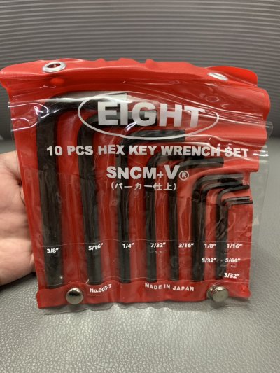 ชุดประแจหกเหลี่ยม สั้นสีดำ EIGHT HEX KEY WRENCH SET