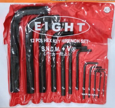 ชุดประแจหกเหลี่ยม สั้นสีดำ EIGHT HEX KEY WRENCH SET
