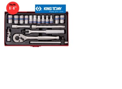 ชุดบ๊อก 18ตัวชุด 6P KINGTONY 2519MR 18 PC. 1/4" DR. 6 Point Socket Wrench Set