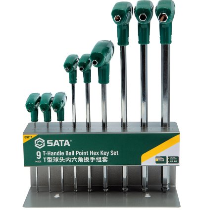 ชุดประแจหกเหลี่ยมหัวบอลด้ามตัวที 9ตัวชุด SATA 09117 9Pc. T-handle Ball Point Hex Key Set