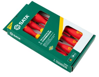 SATA ชุดไขควงหุ้มฉนวนกันกระแส 7ตัวชุด 09301A screwdriver 7pcs set with VDE certified 100% high voltage 1000V