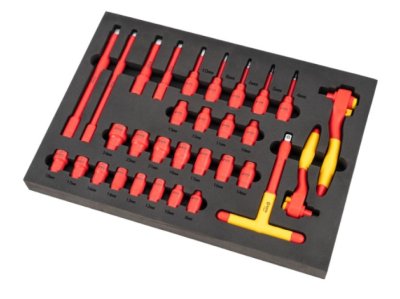 ชุดถาดเครื่องมือสำหรับรถยนต์ไฟฟ้า 68 ชิ้น VDE SATA 09928  With 68-Pieces NEV Repair Tool Set