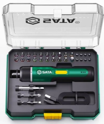 SATA 151051 ชุดไขควงไฟฟ้าไร้สายขนาด 3.7V ที่มาพร้อมกับอุปกรณ์เสริม 32ชิ้น