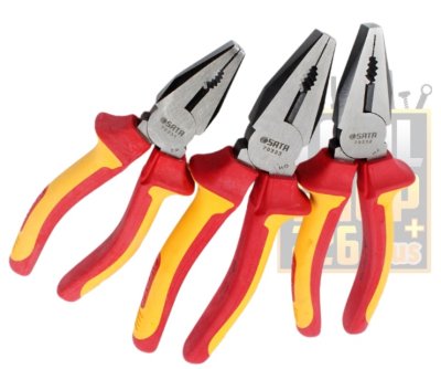 คีมปากจิ้งจกด้ามกันกระแส VDE Insulated Combination Pliers  SATA 70333,70332,70331