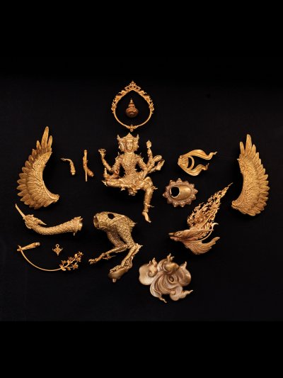 พระพรหมประสิทธิ์ สูง 18 cm องค์ปิดทอง หงส์บรอนซ์ซาติน
