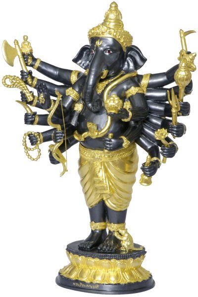 พระบูชาพิฆเนศปาง 16 กร สูง 24" ปิดทองบางส่วน