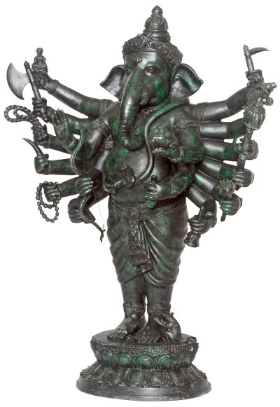 พระบูชาพิฆเนศปาง 16 กร สูง 24" พาทิน่าเขียว