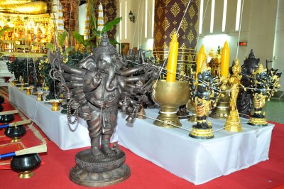 พระพิฆเนศปาง 16 กร สูง 2.9 cm บรอนซ์ชุบเงินรมดำ
