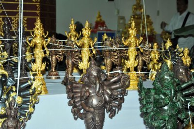 พระพิฆเนศปาง 16 กร สูง 2.9 cm บรอนซ์ชุบเงินรมดำ