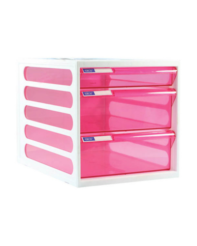 ตู้ลิ้นชักใส่เอกสาร Orca CFB-3 3 ชั้น สีขาว-ชมพูใส