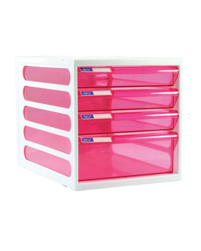 ตู้ลิ้นชักใส่เอกสาร Orca CFB-4 4 ชั้น สีขาว-ชมพูใส