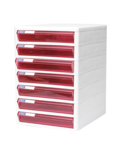 ตู้ลิ้นชักใส่เอกสาร Orca TCB-7 7 ชั้น โครงขาวลิ้นชักสีชมพู