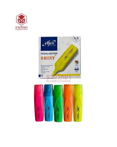 ปากกาเน้นข้อความ Elfen Shiny สีเขียว [1กล่องx12ด้าม]