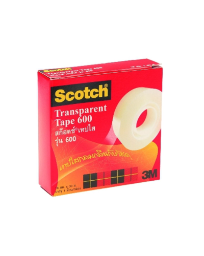 เทปใส 3M No.600 12มม.x66มม. (1กล่องx2ม้วน) แกนใหญ่