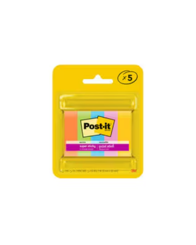 กระดาษโน๊ตชนิดมีกาว Post-it Super Sticky 670 5 สี