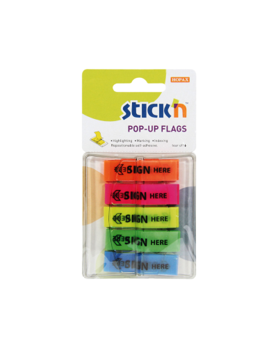 กระดาษโน๊ตดัชนี Stickn Sign here 26004 5 สี
