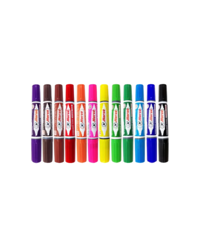 ปากกาเคมี Horse 2 หัว D-4236 12 สี