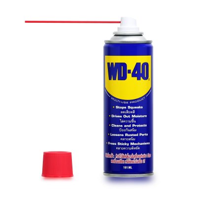 WD-40 น้ำมันอเนกประสงค์ ดับบลิวดี สี่สิบ ขนาด 191 มิลลิลิตร ใช้หล่อลื่น คลายติดขัด ไล่ความชื่น ทำความสะอาด ป้องกันสนิม สีใส ไม่มีกลิ่นฉุน