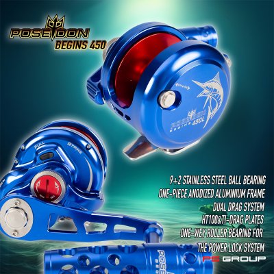 รอกตกปลาบึก/ทะเล Poseidon Begins 450 ผ้าเบรค HT-100