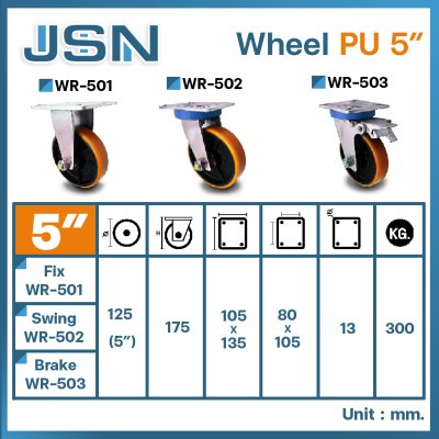 Wheel PU Rhino 5" (Fix)