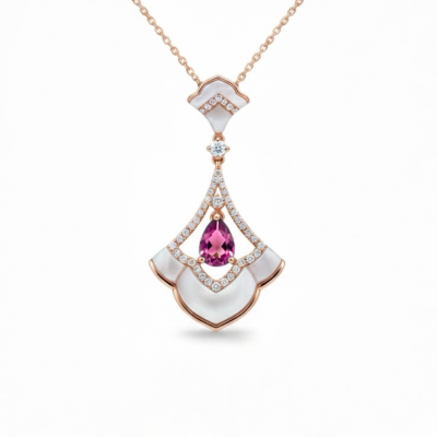 Padparadscha & Mother of Pearl Necklace