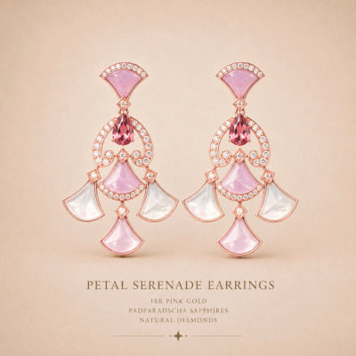 Padparadscha & Mother of Pearl Earring