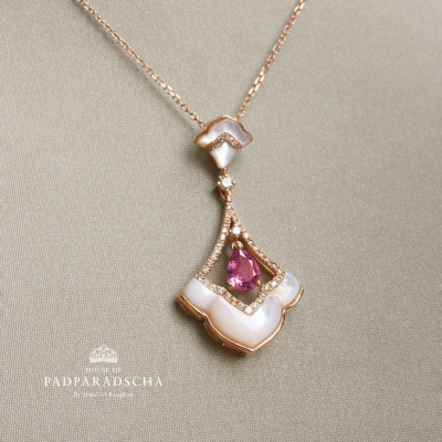 Padparadscha & Mother of Pearl Necklace