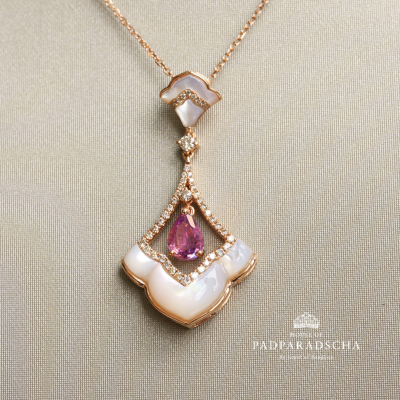 Padparadscha & Mother of Pearl Necklace