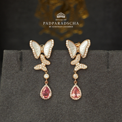 Padparadscha & Mother of Pearl Earring