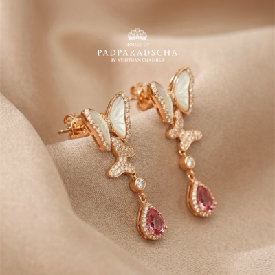 Padparadscha & Mother of Pearl Earring